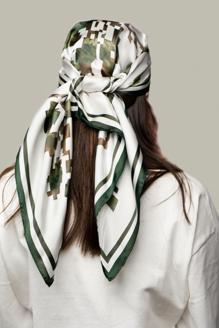 Green Kilim Silk Scarf (Marama)