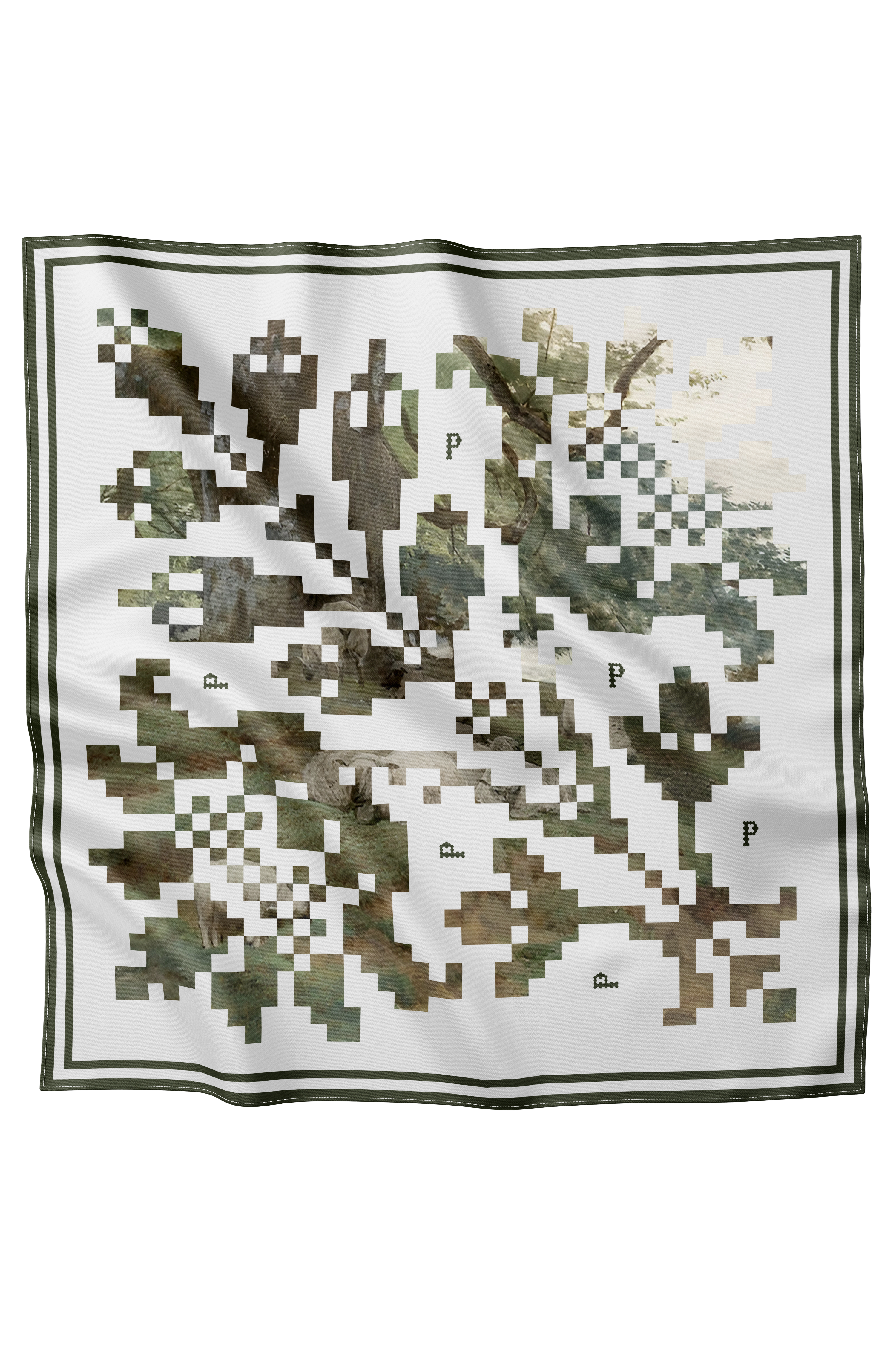 Green Kilim Silk Scarf (Marama)