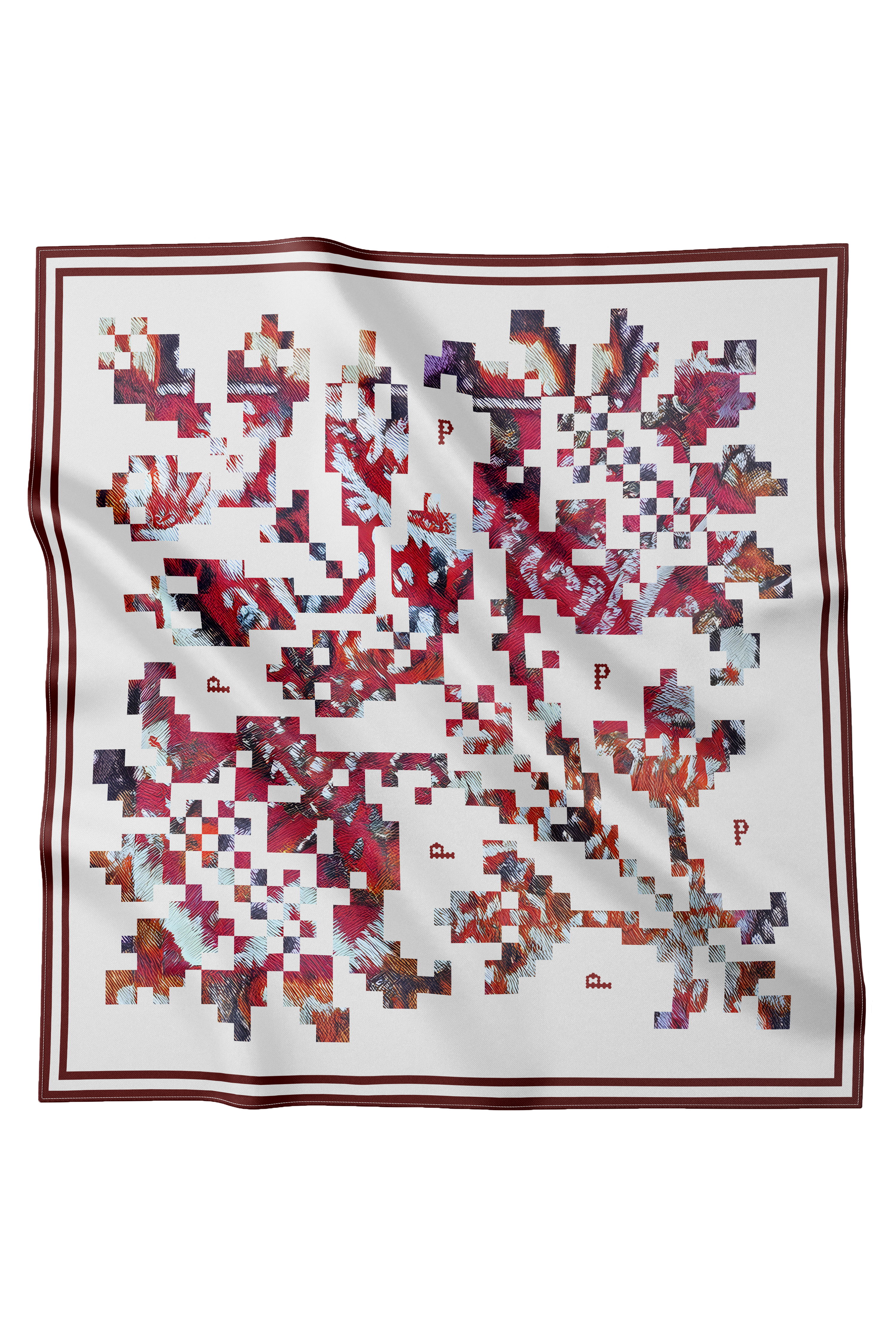 Red Kilim Silk Scarf (Marama)